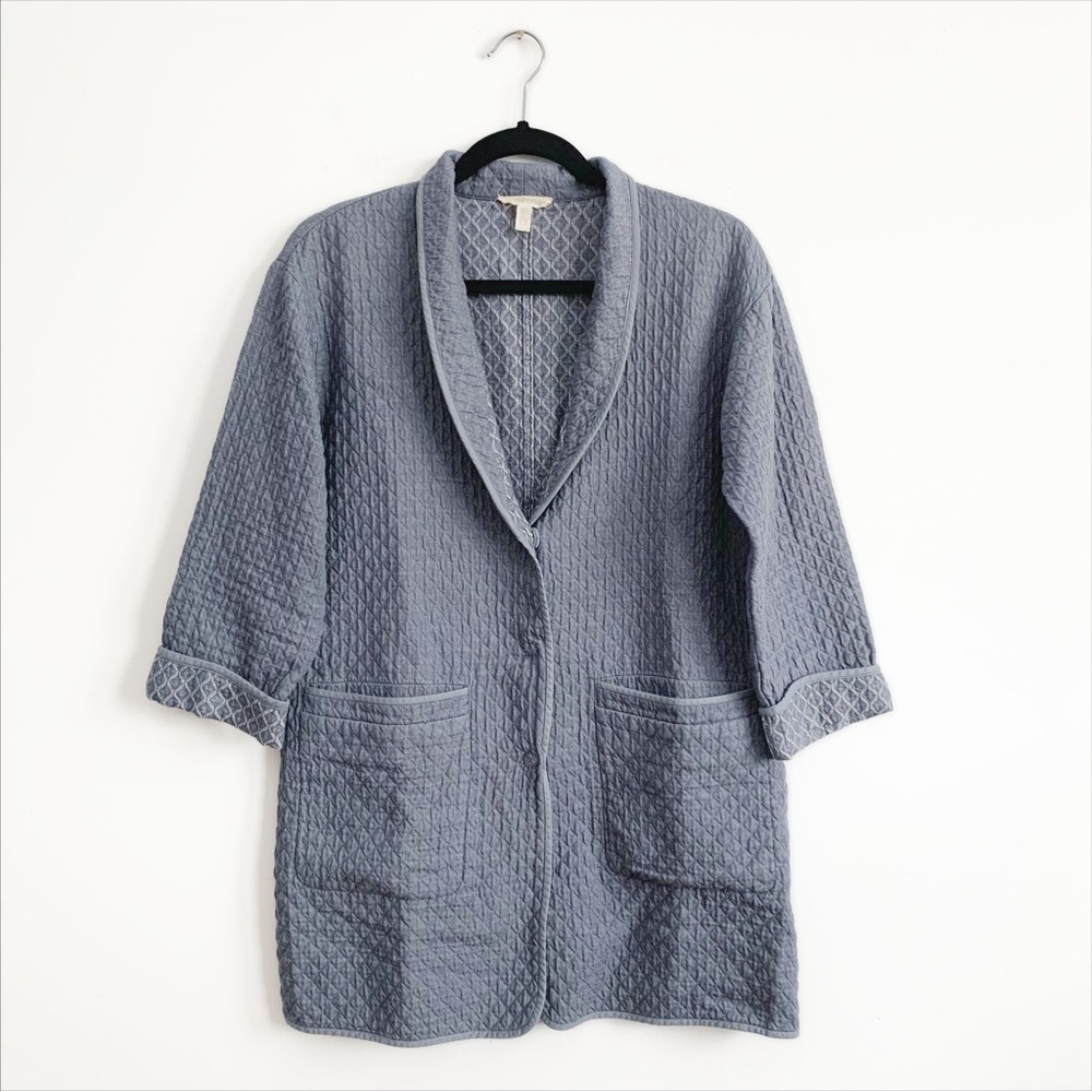 Eileen Fisher Washed Cotton Diamond Coat Lightweight Jacket Shacket